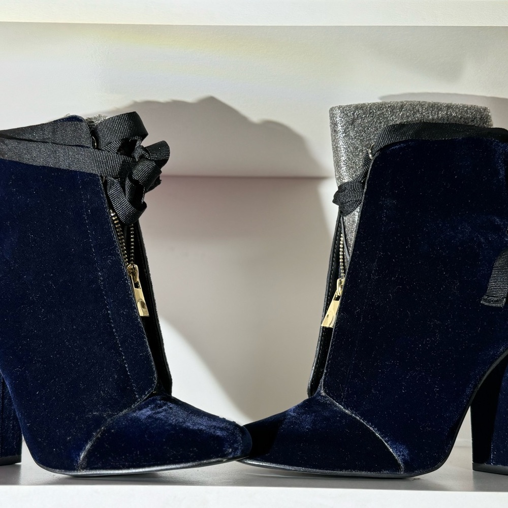 Blue Zara Suede Velvet Boots